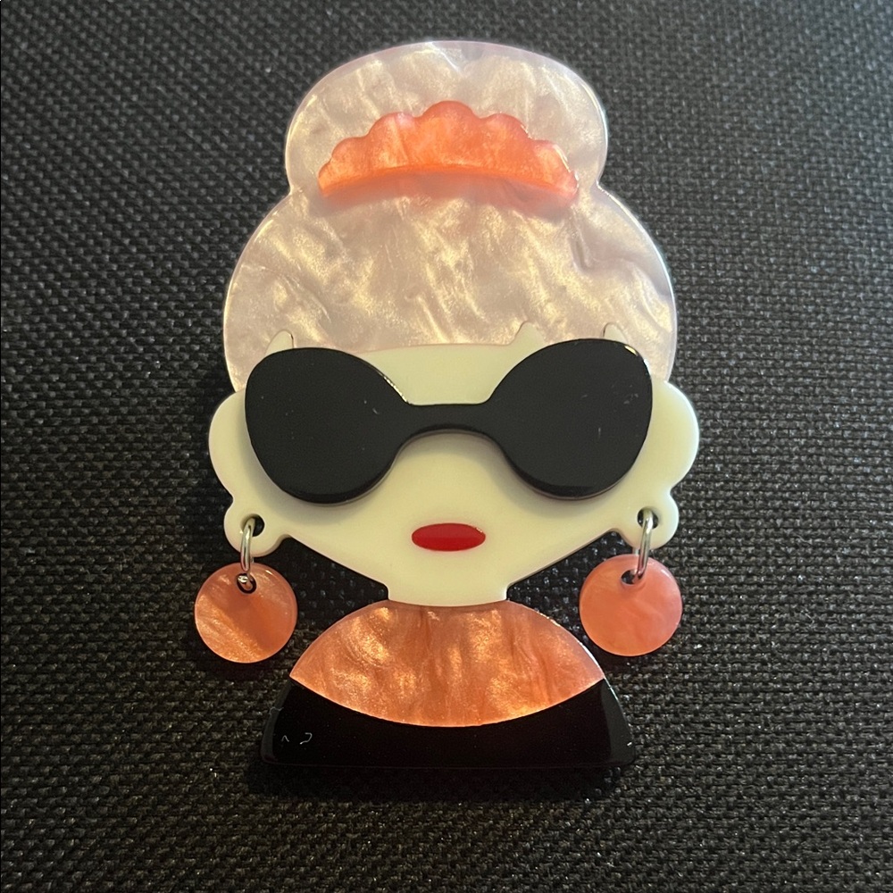 Chic Black and Orange Statement Brooch